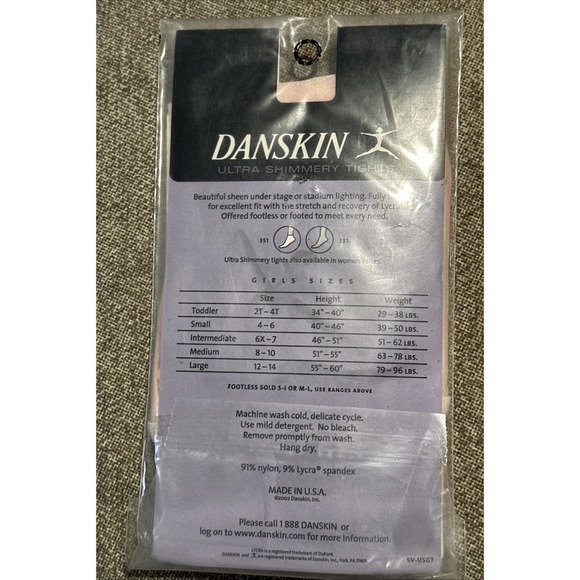 2 Danskin Ultra Shimmery Footed Tights Theat Pink Girl Large Styl 331 Dance Wear - Picture 4 of 9